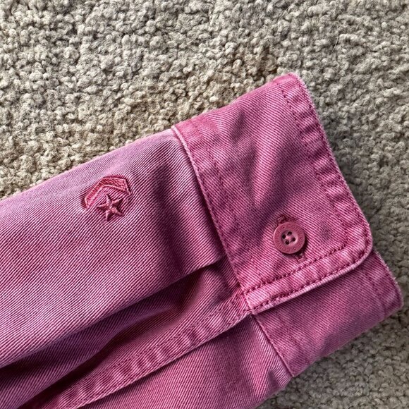 Converse Shirt Jacket Mens M Pink Button Up Cotton‎ Shacket Chore Pockets Thick - Picture 5 of 7